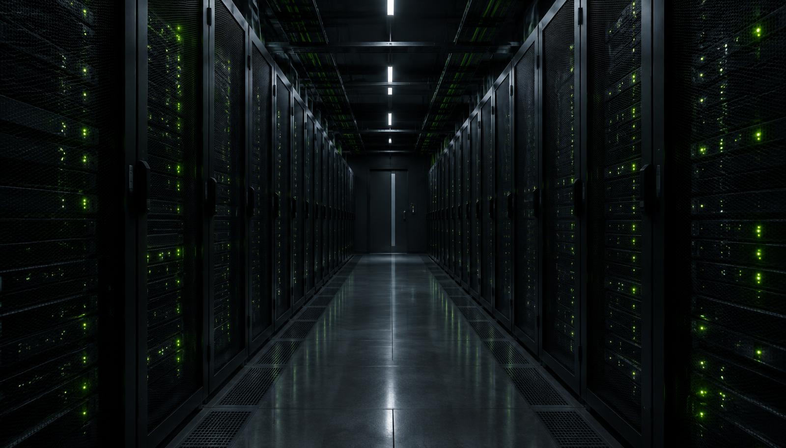 Server racks in a data centre corridor